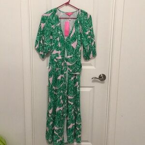 Lilly Pulitzer Pink and Green Leaf Dress